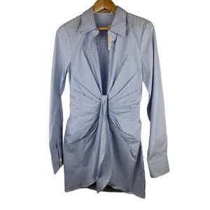 NWT Choosy Size 4 Blue White Striped Pleated Shirt Dress